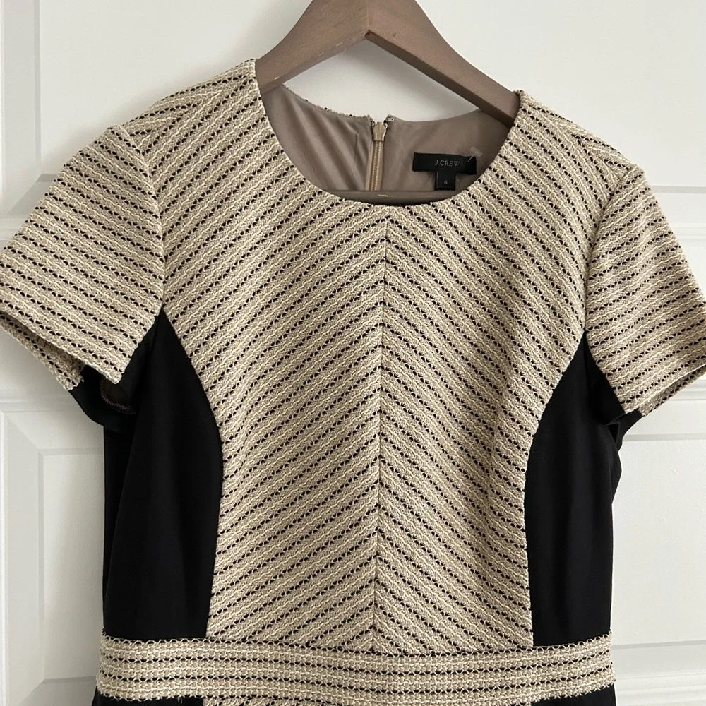 J Crew Tweed Dress Tan Black Size 6